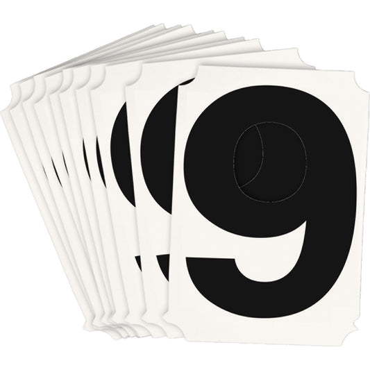 Brady Quick-Align® Individual Number and Letter Labels, 9, 3" H, Black