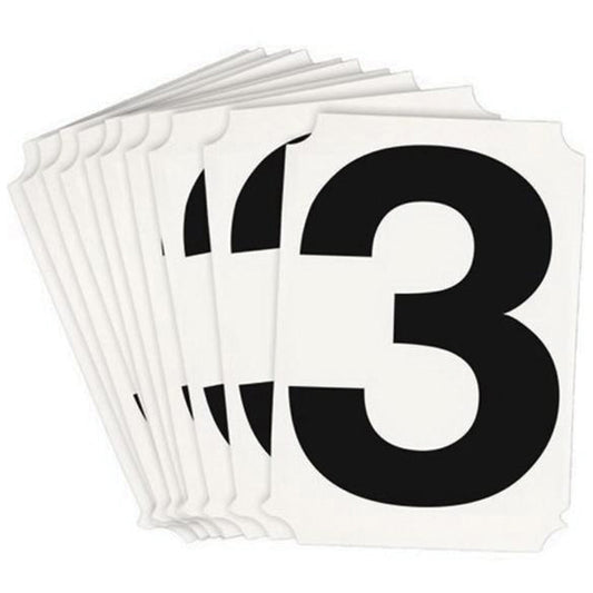 Brady Quick-Align® Individual Number and Letter Labels, 3, 4" H, Black