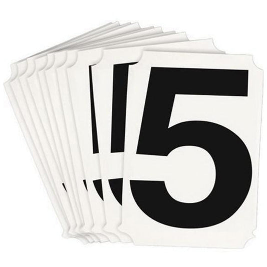 Brady Quick-Align® Individual Number and Letter Labels, 5, 4" H, Black