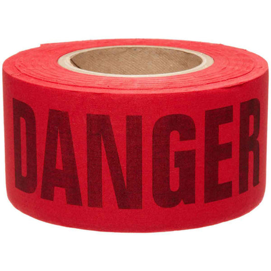 Brady Re-Pulpable Barricade Tape, Bilingual, 3" W x 135' L, 3 mils, Black on Red