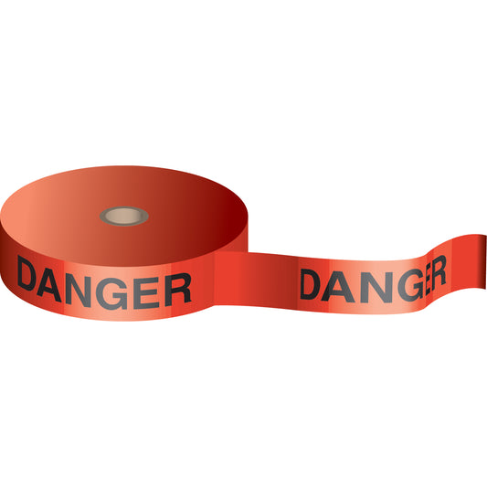Brady Barricade Tape, Bilingual, 3" W x 1000' L, 3 mils, Black on Red