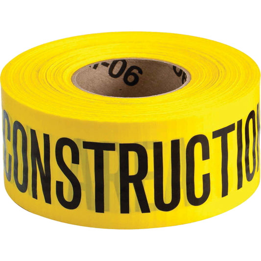 Brady Barricade Tape, English, 3" W x 500' L, 3 mils, Black on Yellow