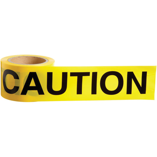 Brady Barricade Tape, English, 3" W x 200' L, 3.5 mils, Black on Yellow