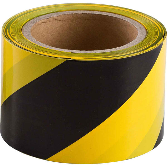 Brady Warning Barricade Tape, 3" W x 200' L, 3 mils, Black on Yellow