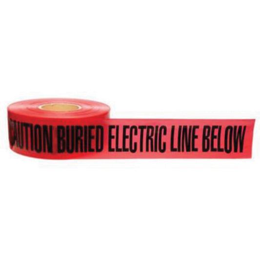 Brady "Buried Electric Line" Identoline® Underground Warning Tape, 3" W x 1000' L, Black on Red