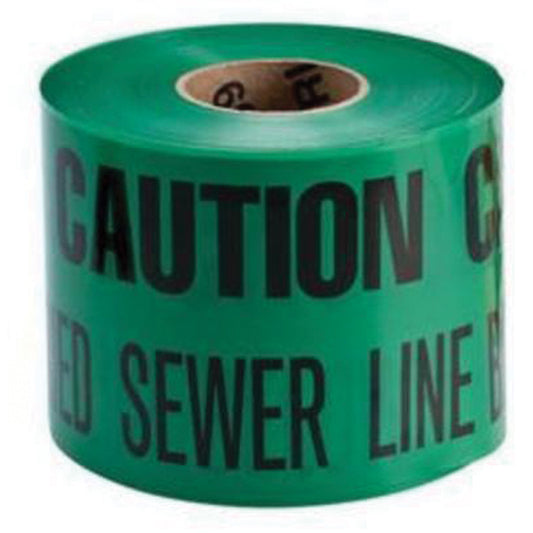 Brady "Buried Sewer Line" Identoline® Underground Warning Tape, 6" W x 1000' L, Black on Green