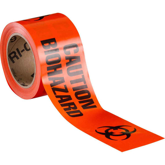 Brady Barricade Tape, English, 3" W x 200' L, 3 mils, Black on Orange