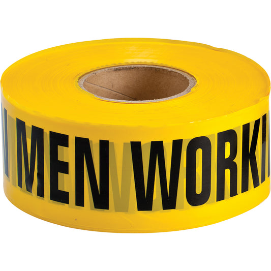 Brady Barricade Tape, English, 3" W x 1000' L, 3.5 mils, Black on Yellow