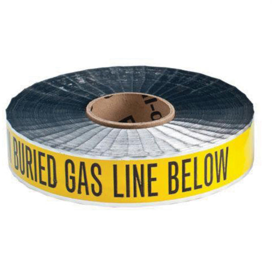 Brady "Gas Line" Identoline® Underground Warning Tape, 2" W x 1000' L, Black on Yellow