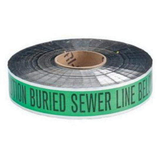 Brady "Sewer Line" Identoline® Underground Warning Tape, 2" W x 1000' L, Black on Green
