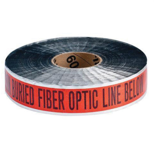Brady "Fiber Optic Line" Identoline® Underground Warning Tape, 2" W x 1000' L, Black on Orange
