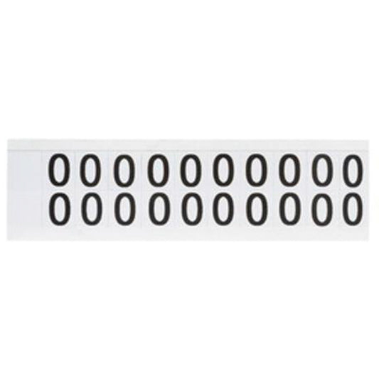 Brady Individual Number and Letter Labels, 0, 5/8" H, Black on White