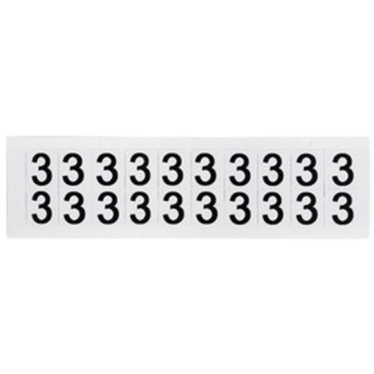Brady Individual Number and Letter Labels, 3, 5/8" H, Black on White