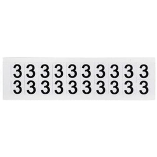 Brady Individual Number and Letter Labels, 3, 5/8" H, Black on White