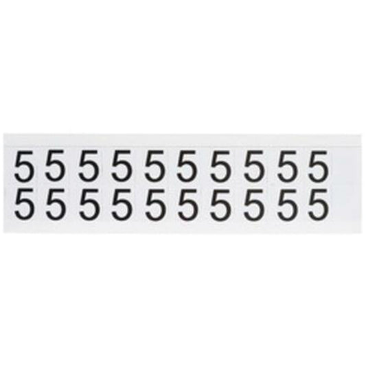 Brady Individual Number and Letter Labels, 5, 5/8" H, Black on White