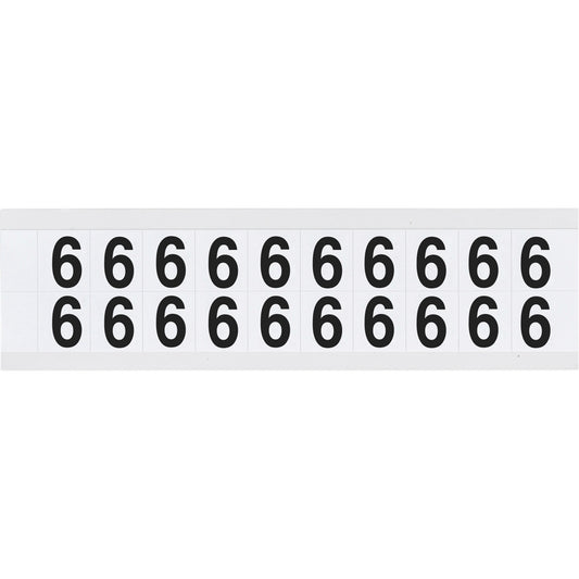 Brady Individual Number and Letter Labels, 6, 5/8" H, Black on White