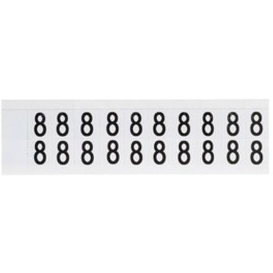 Brady Individual Number and Letter Labels, 8, 5/8" H, Black on White