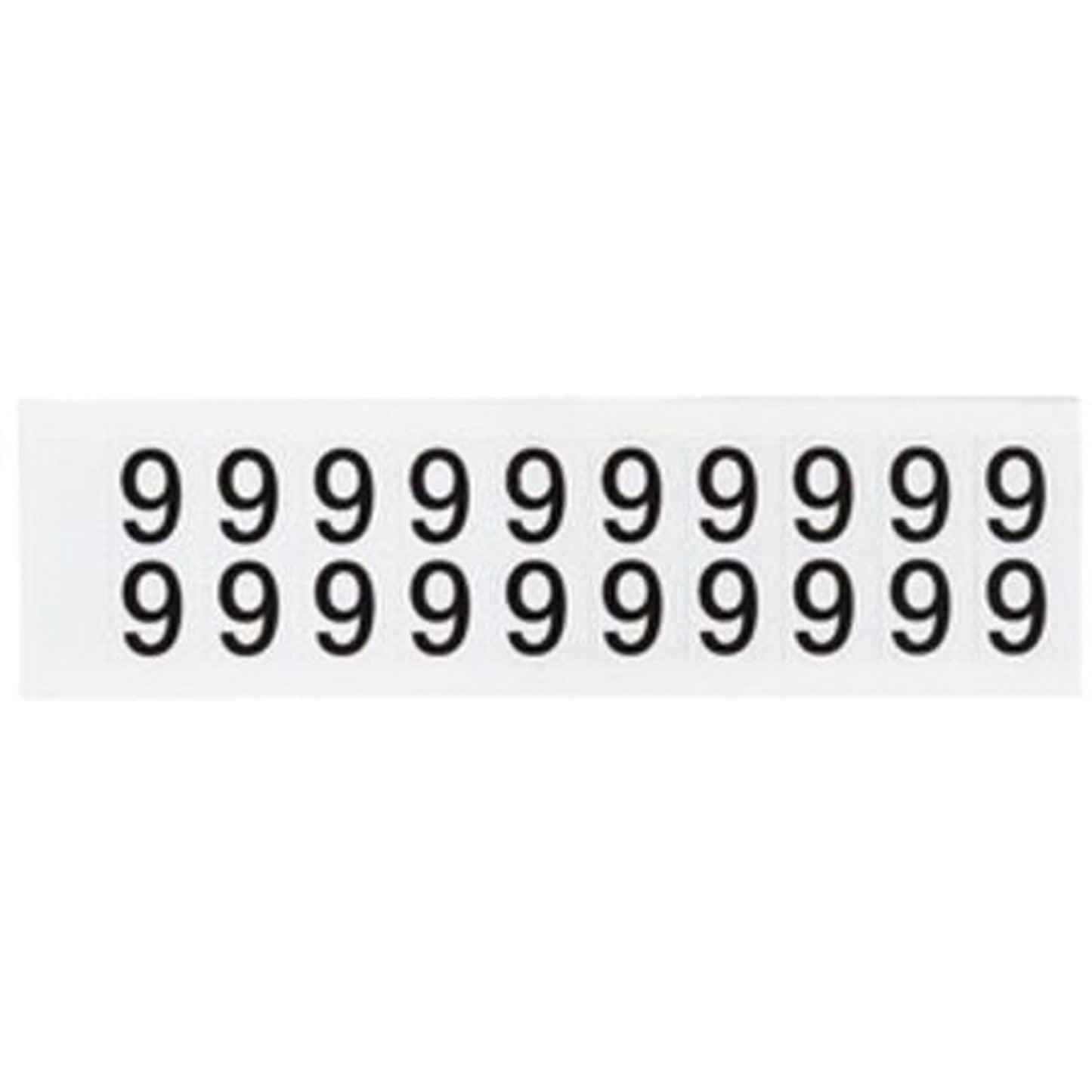 Brady Individual Number and Letter Labels, 9, 5/8" H, Black on White
