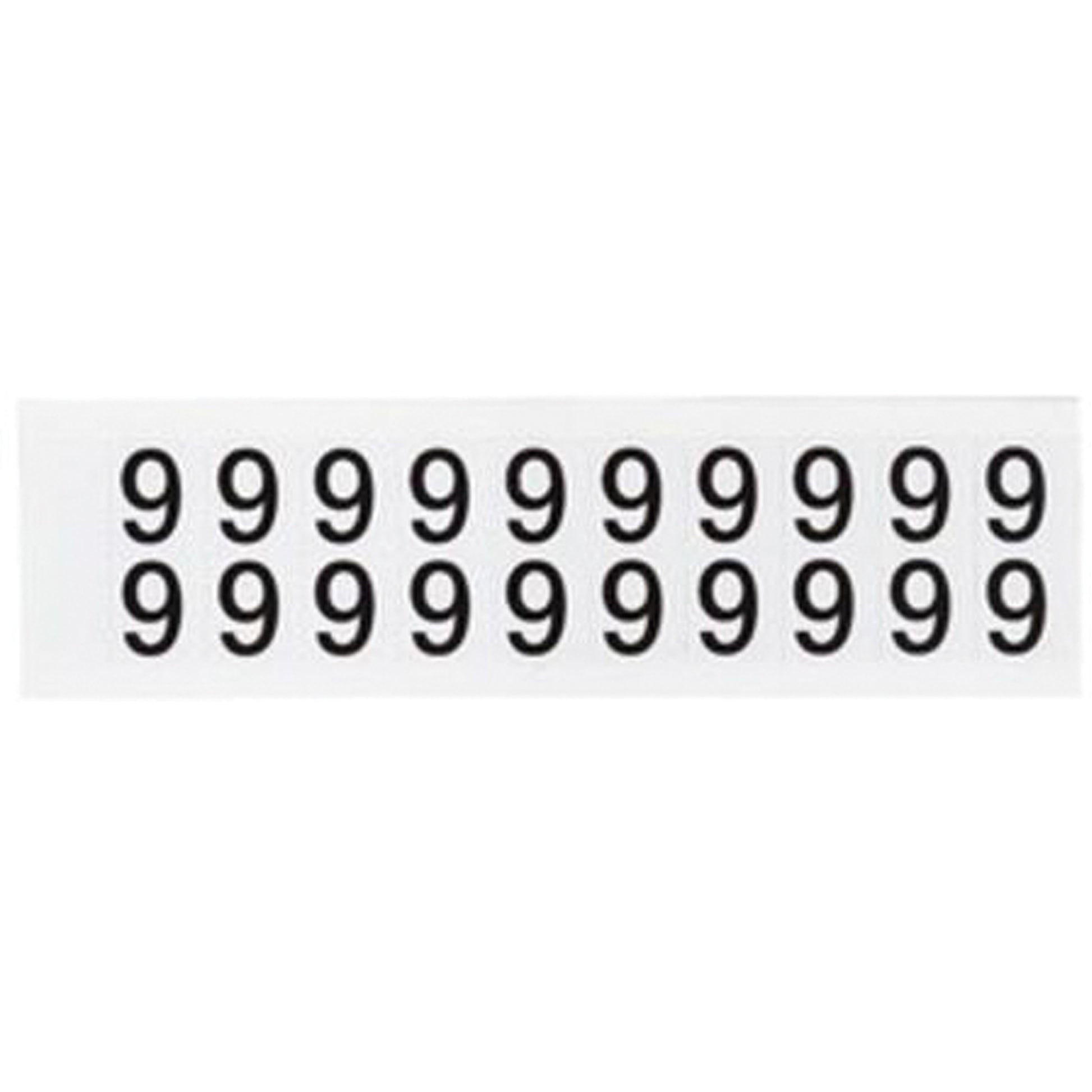 Brady Individual Number and Letter Labels, 9, 5/8" H, Black on White