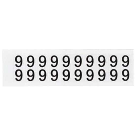 Brady Individual Number and Letter Labels, 9, 5/8" H, Black on White