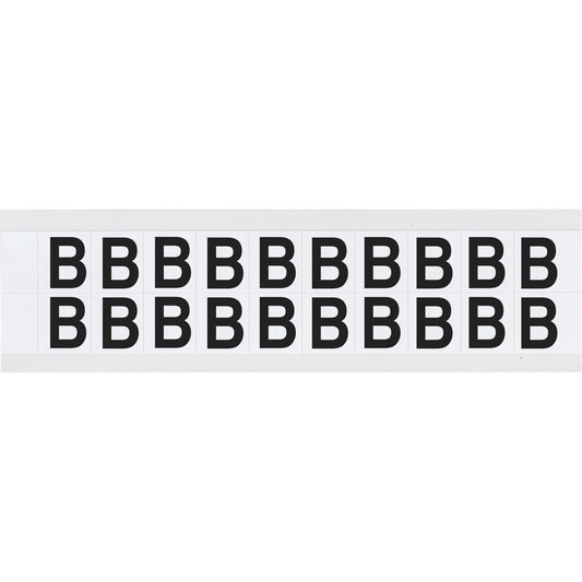Brady Individual Number and Letter Labels, B, 5/8" H, Black on White