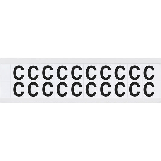 Brady Individual Number and Letter Labels, C, 5/8" H, Black on White