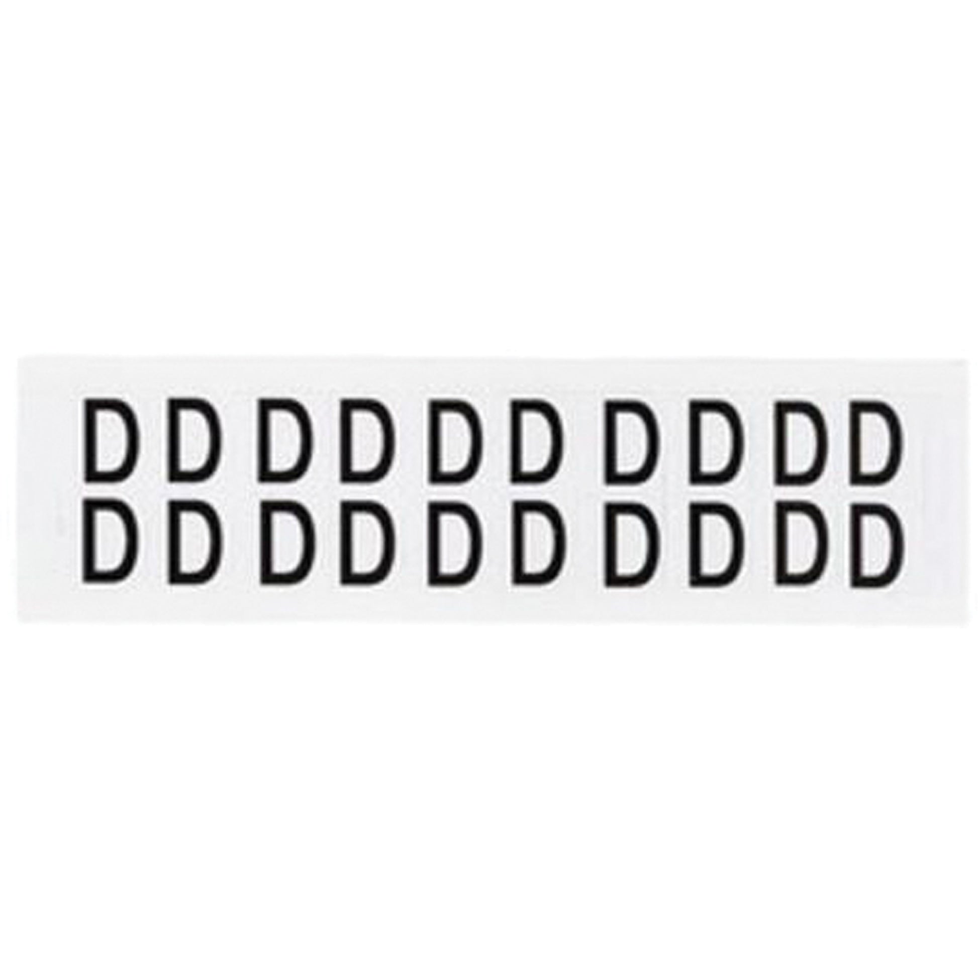 Brady Individual Number and Letter Labels, D, 5/8" H, Black on White