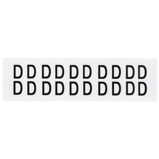 Brady Individual Number and Letter Labels, D, 5/8" H, Black on White
