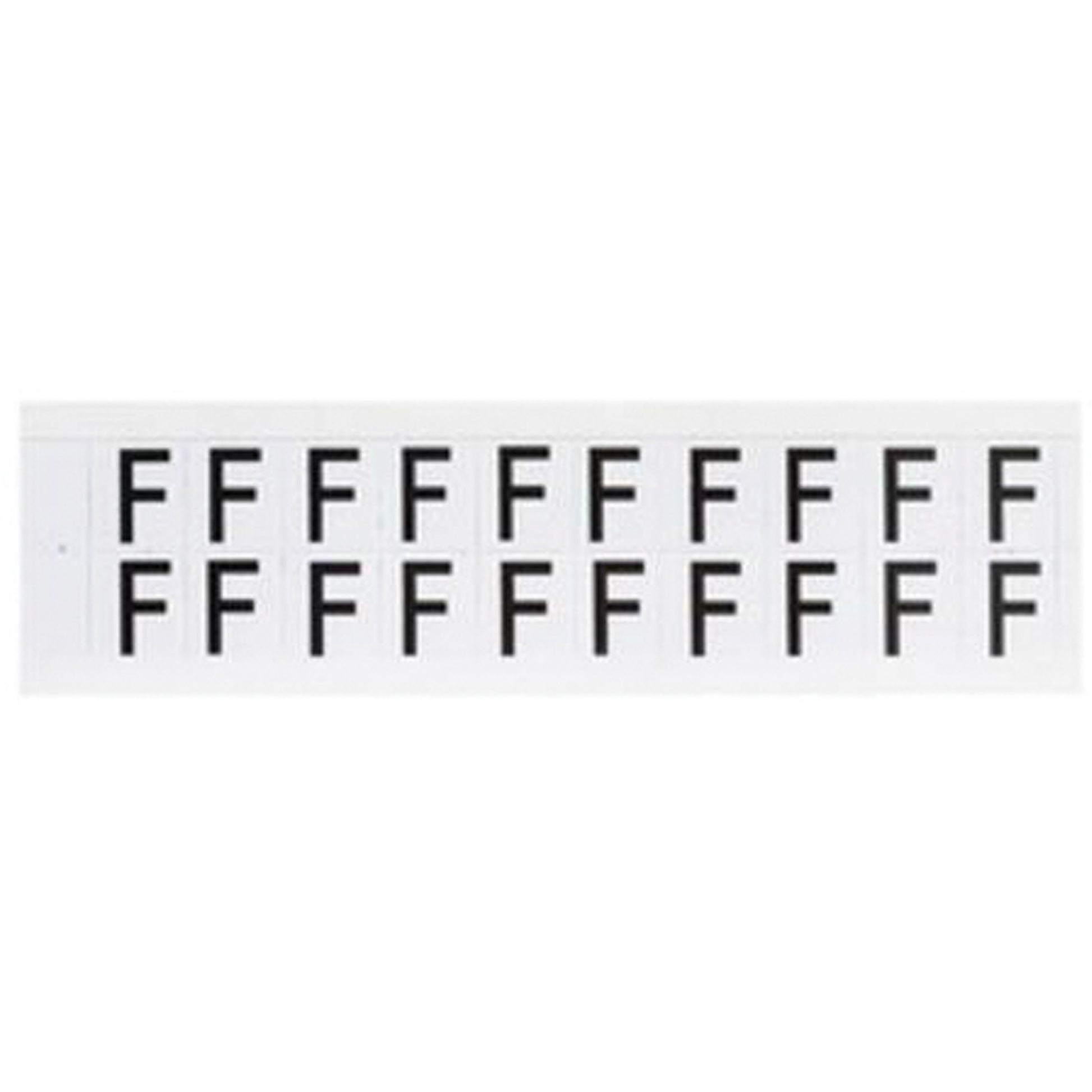 Brady Individual Number and Letter Labels, F, 5/8" H, Black on White
