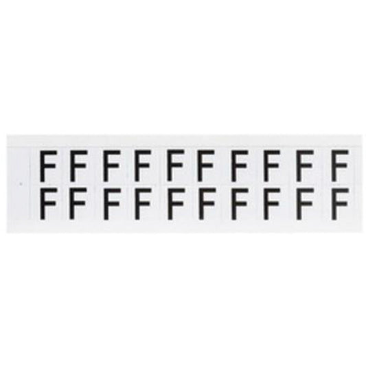Brady Individual Number and Letter Labels, F, 5/8" H, Black on White