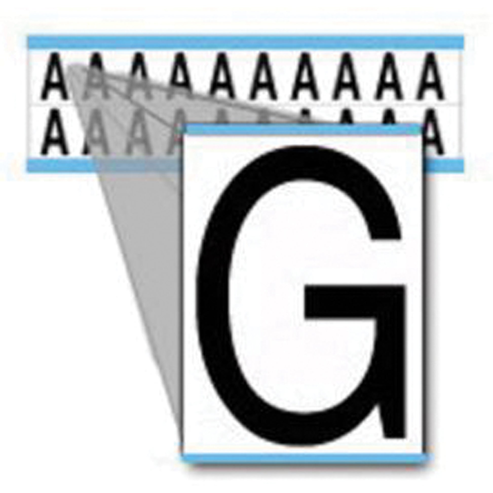 Brady Individual Number and Letter Labels, G, 5/8" H, Black on White