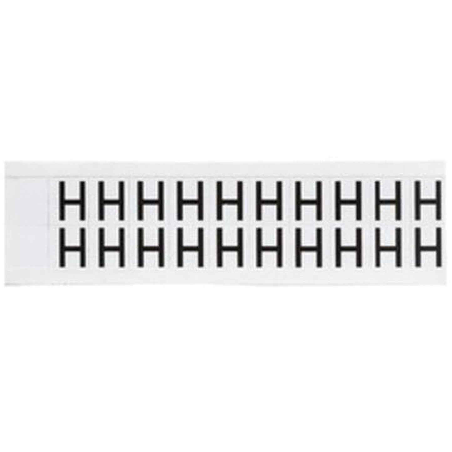 Brady Individual Number and Letter Labels, H, 5/8" H, Black on White