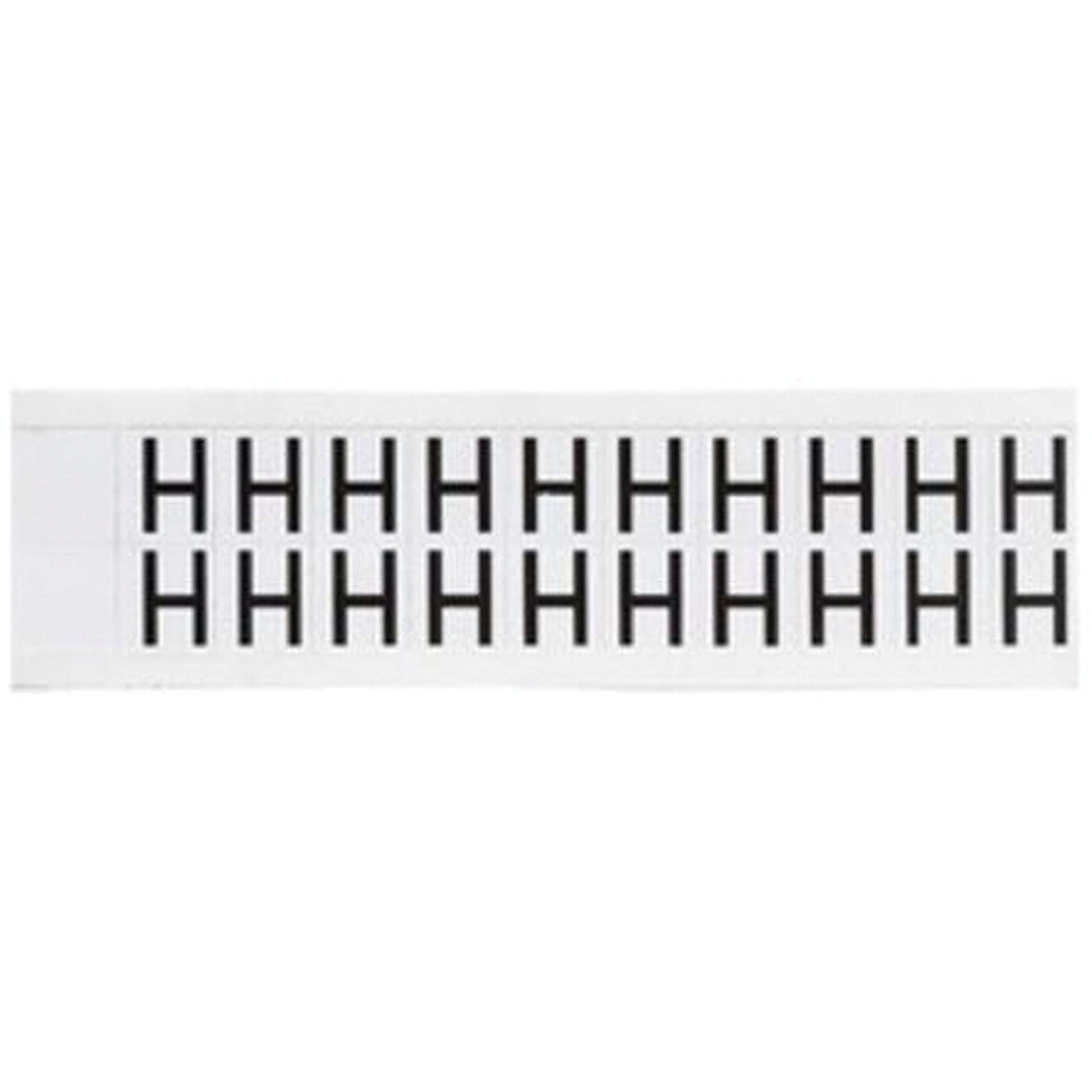 Brady Individual Number and Letter Labels, H, 5/8" H, Black on White