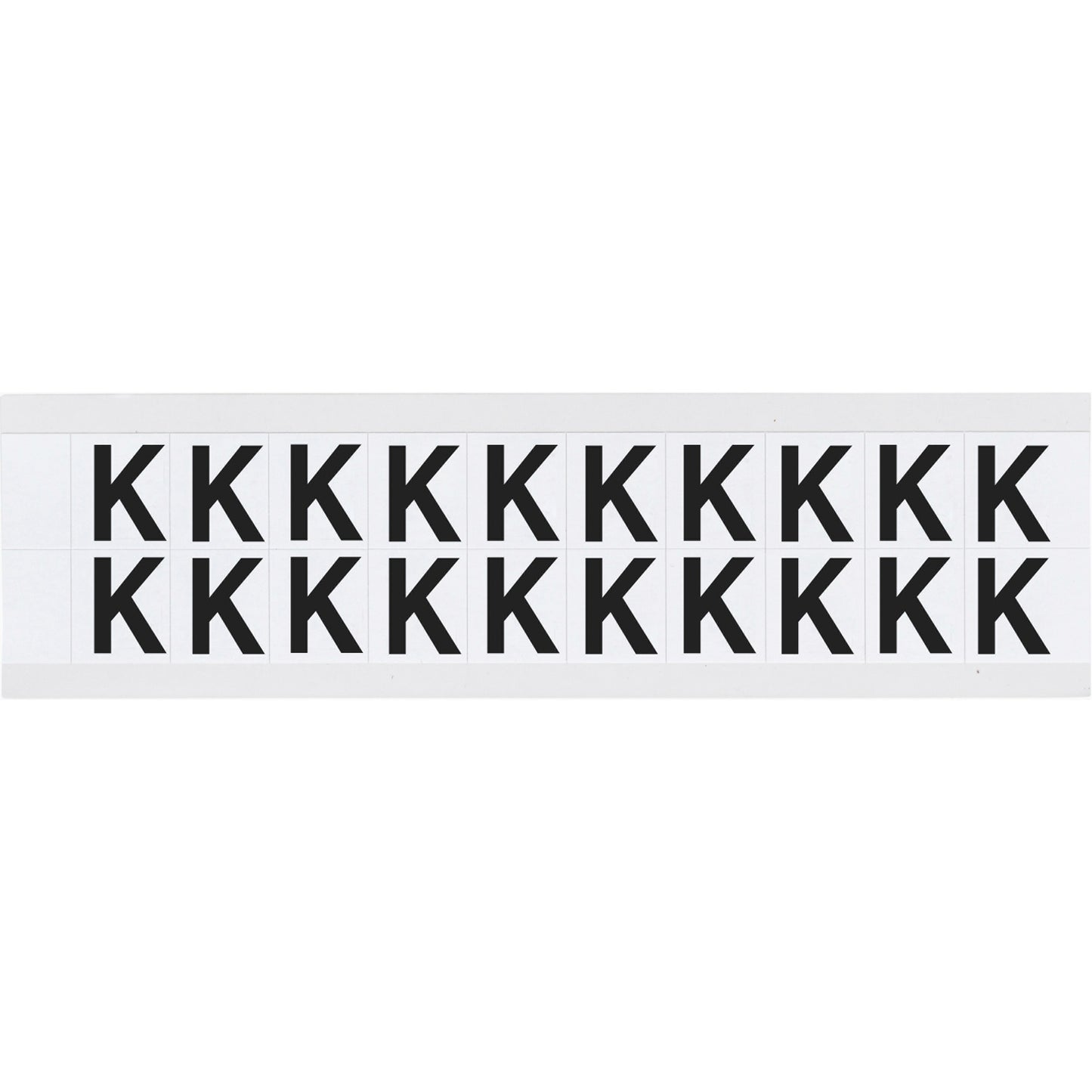 Brady Individual Number and Letter Labels, K, 5/8" H, Black on White
