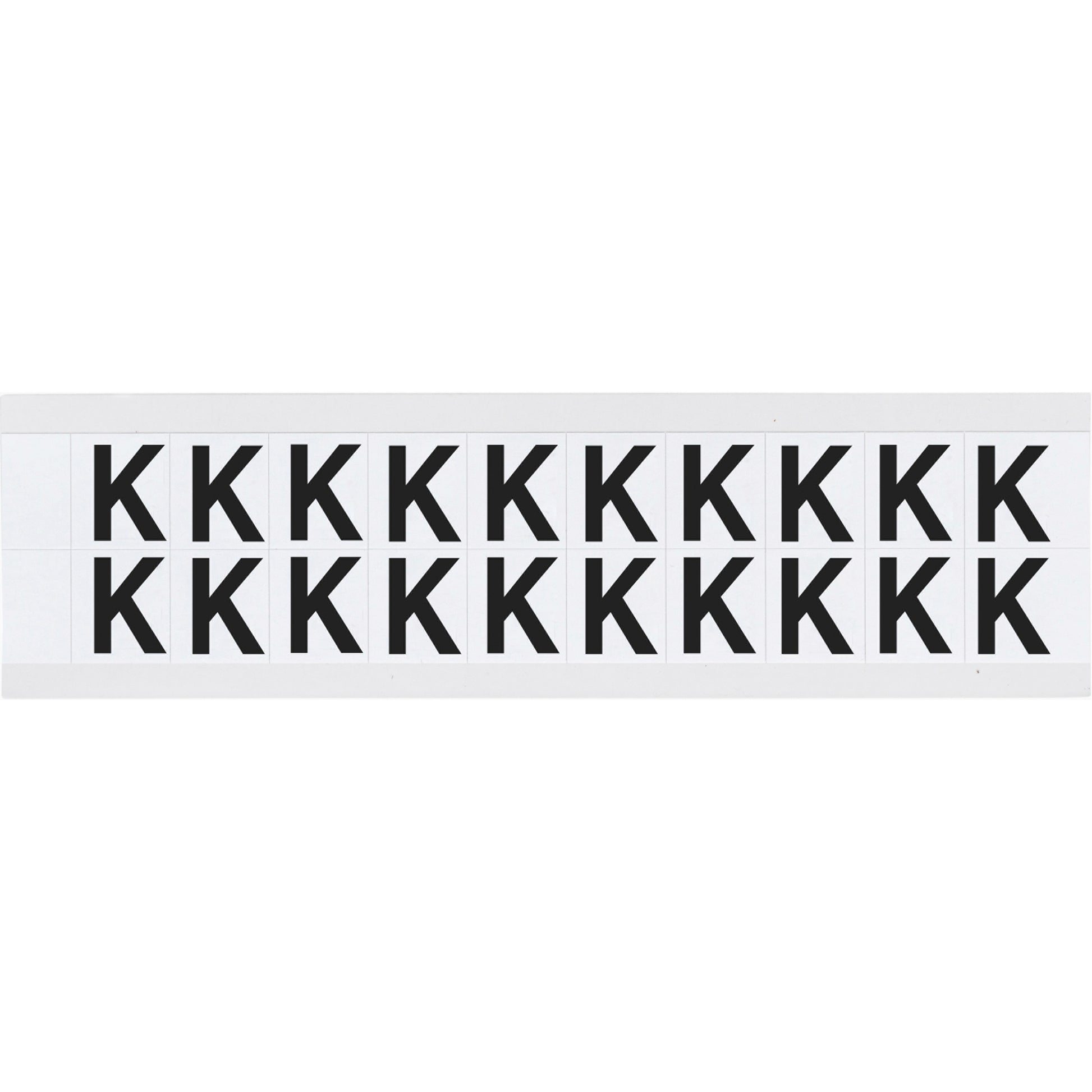 Brady Individual Number and Letter Labels, K, 5/8" H, Black on White