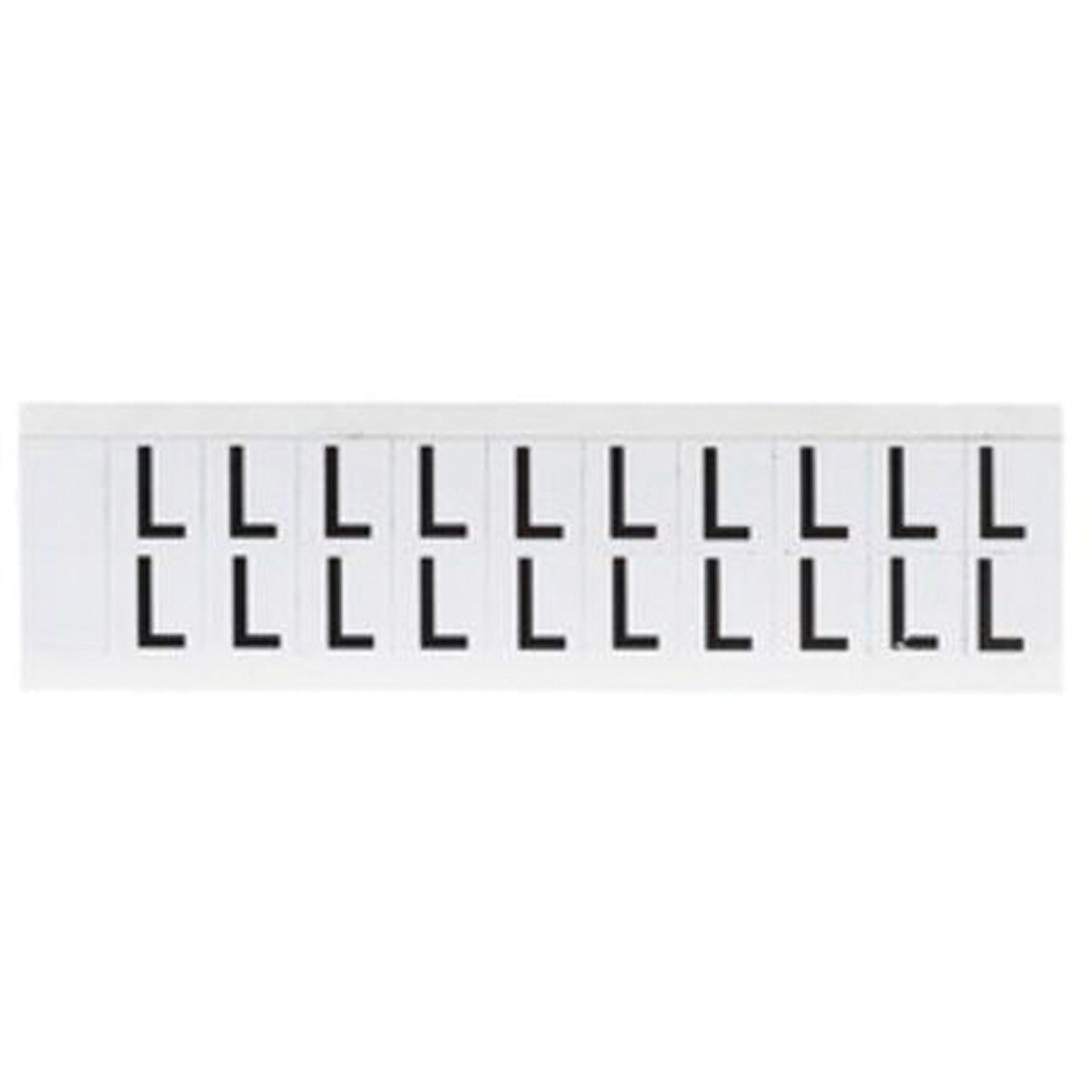 Brady Individual Number and Letter Labels, L, 5/8" H, Black on White