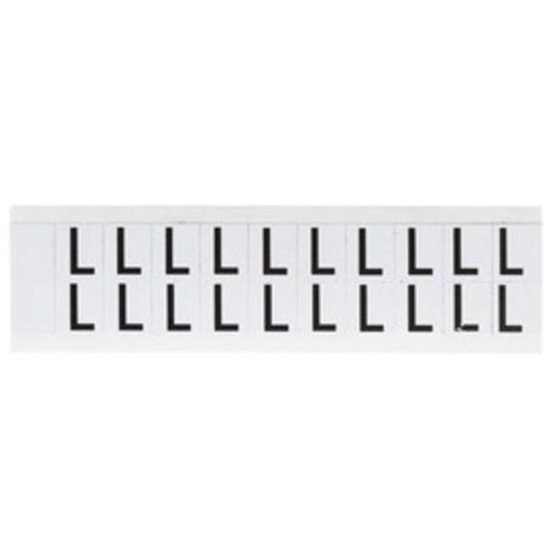 Brady Individual Number and Letter Labels, L, 5/8" H, Black on White