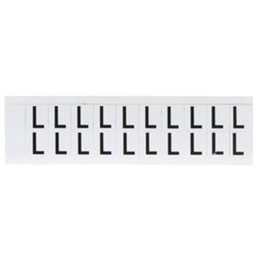 Brady Individual Number and Letter Labels, L, 5/8" H, Black on White