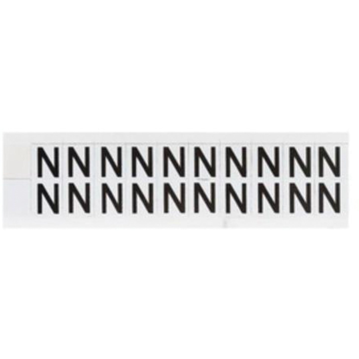Brady Individual Number & Letter Labels, N, 5/8" H, Black on White