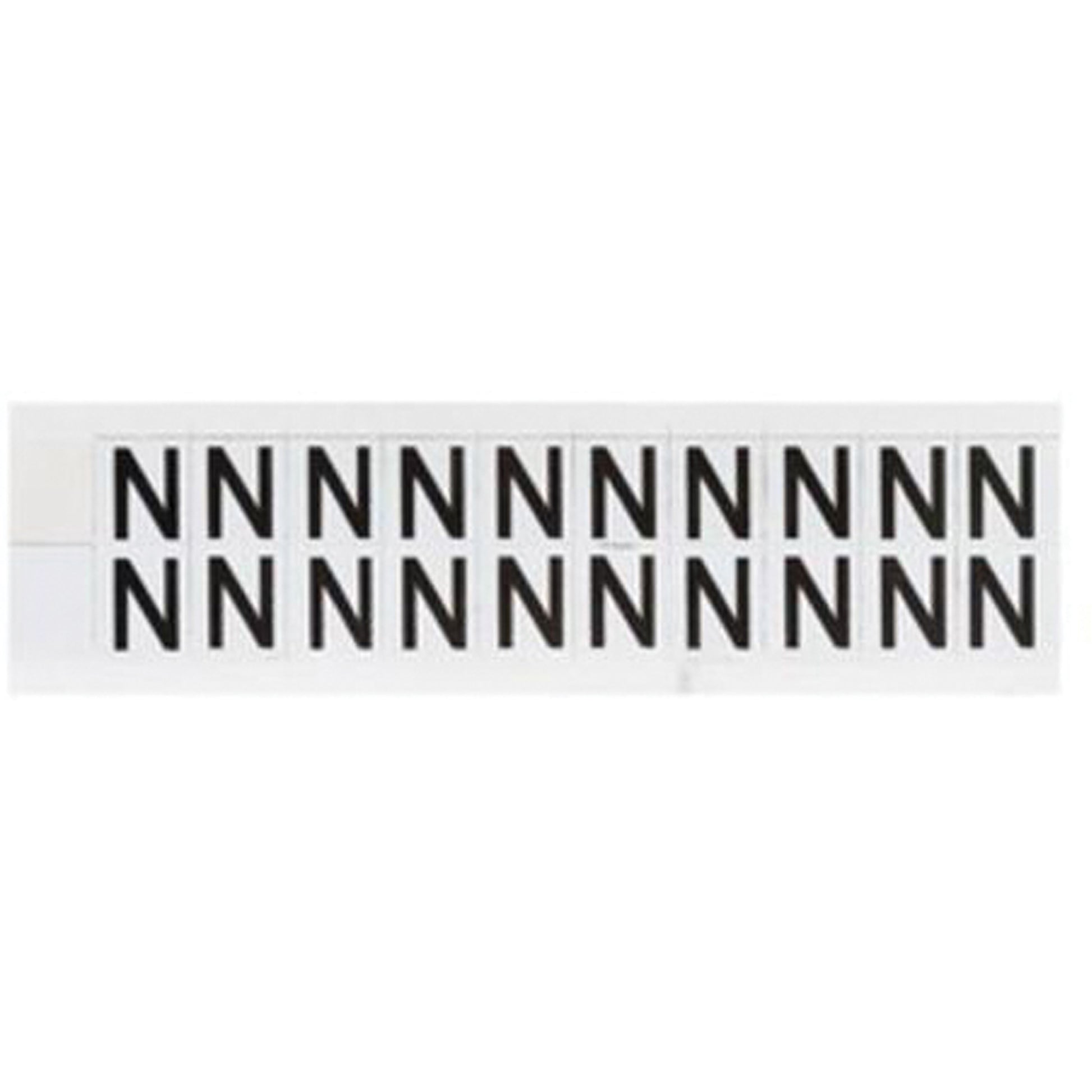 Brady Individual Number & Letter Labels, N, 5/8" H, Black on White
