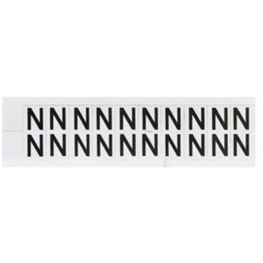 Brady Individual Number & Letter Labels, N, 5/8" H, Black on White