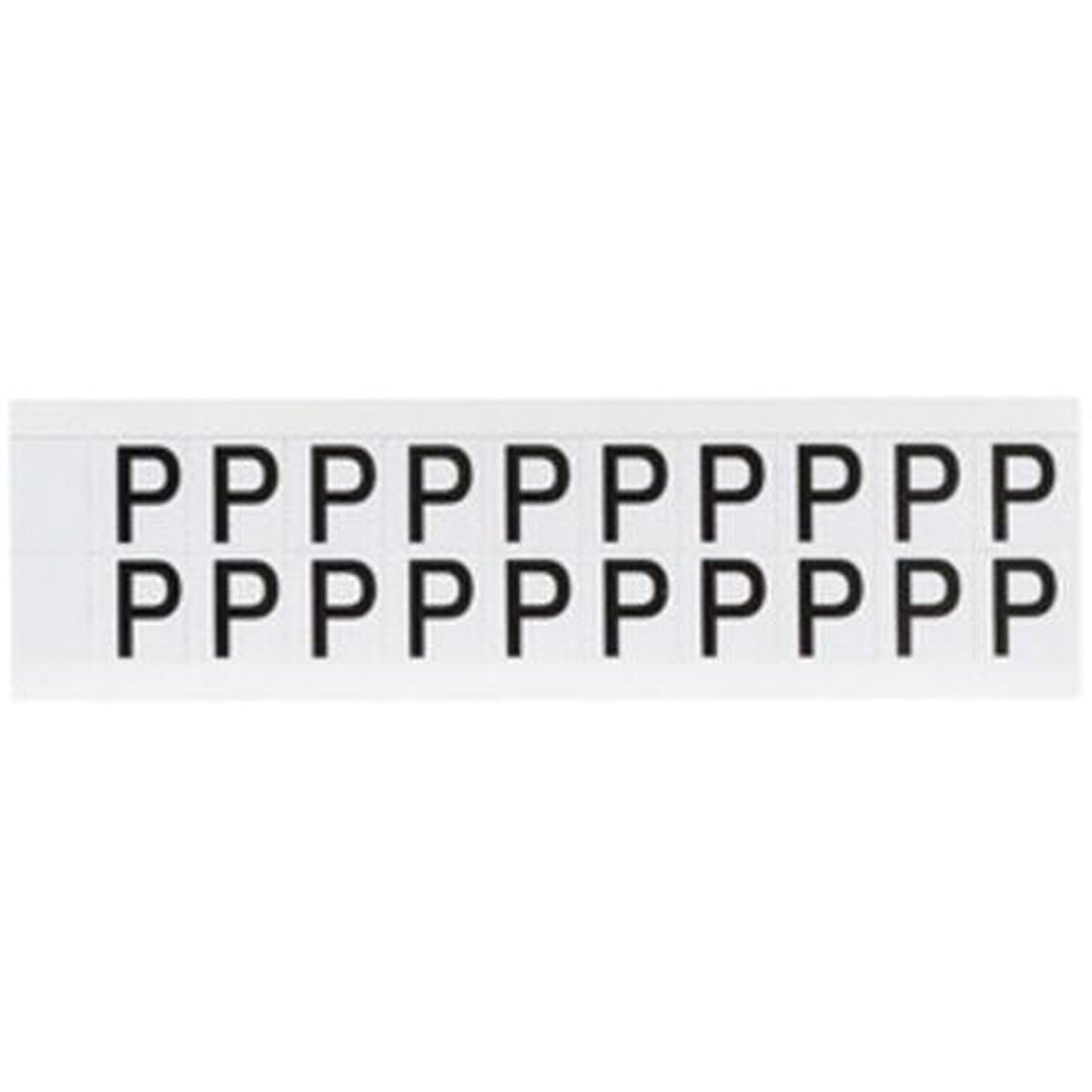 Brady Individual Number & Letter Labels, P, 5/8" H, Black on White