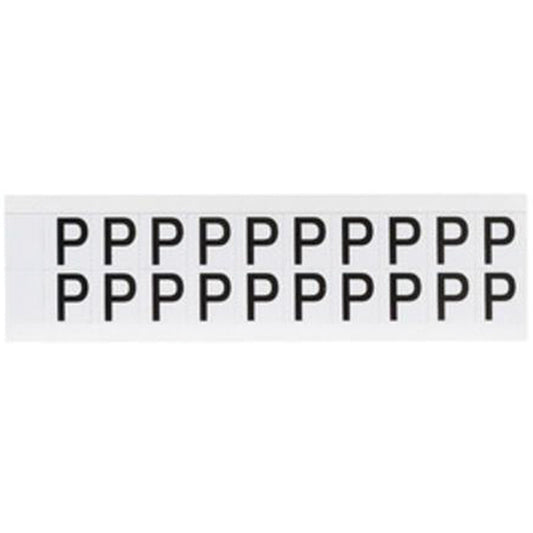 Brady Individual Number & Letter Labels, P, 5/8" H, Black on White