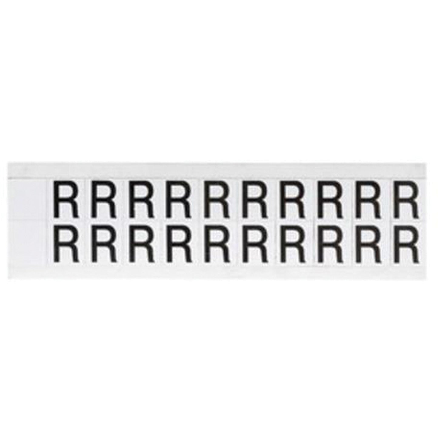 Brady Individual Number & Letter Labels, R, 5/8" H, Black on White