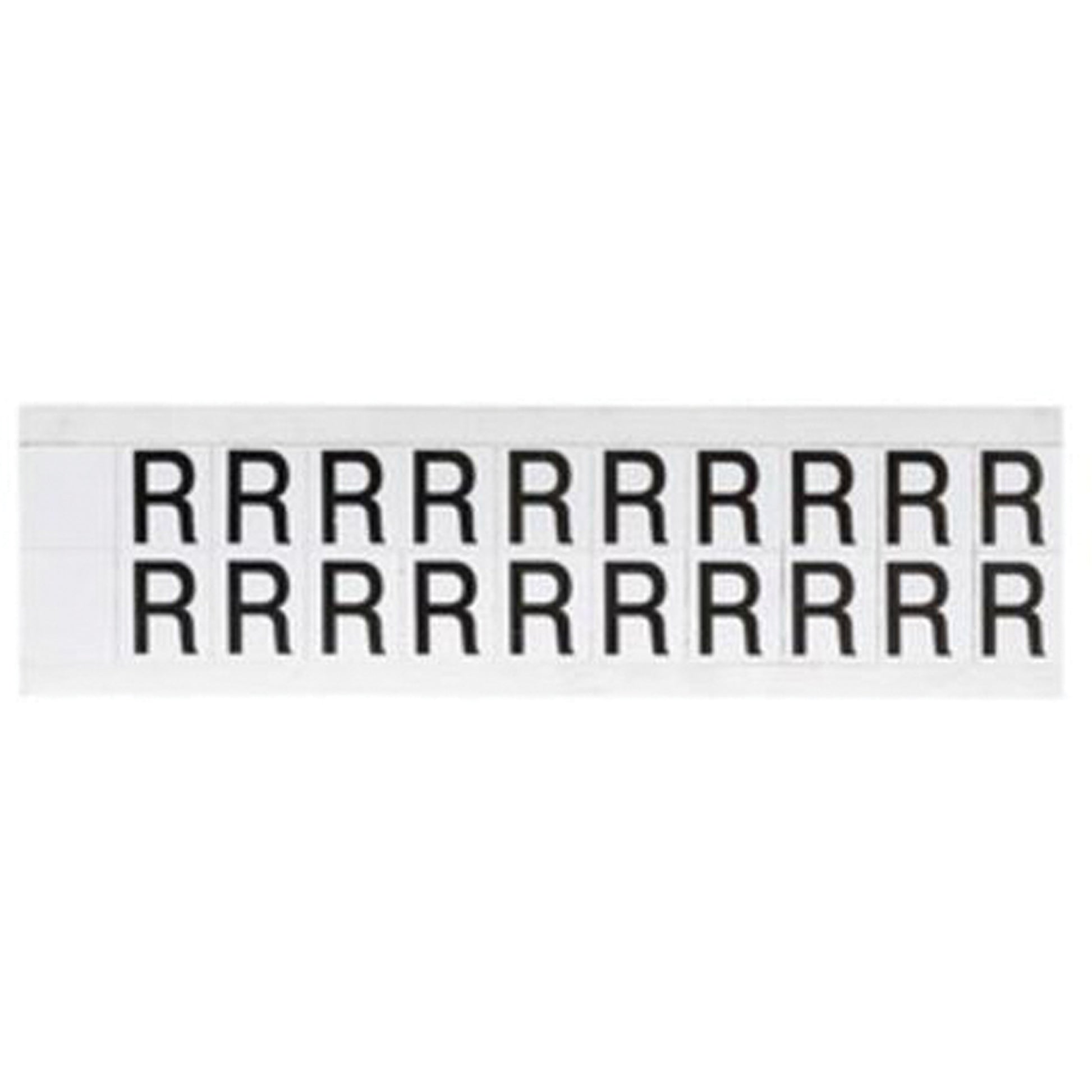 Brady Individual Number & Letter Labels, R, 5/8" H, Black on White