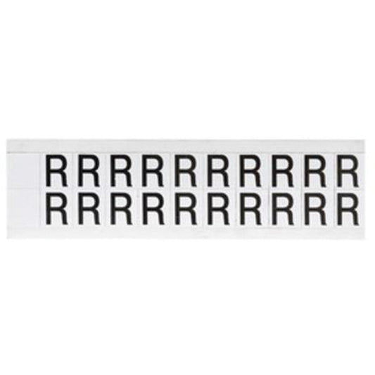 Brady Individual Number & Letter Labels, R, 5/8" H, Black on White