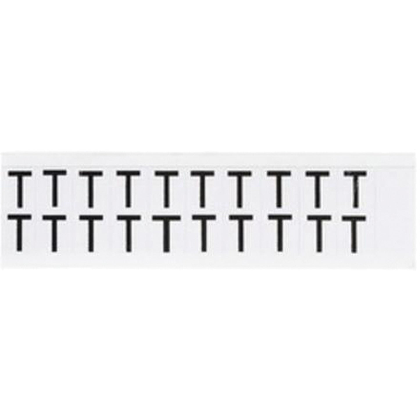Brady Individual Number & Letter Labels, T, 5/8" H, Black on White