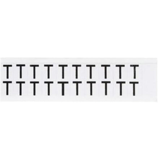 Brady Individual Number & Letter Labels, T, 5/8" H, Black on White