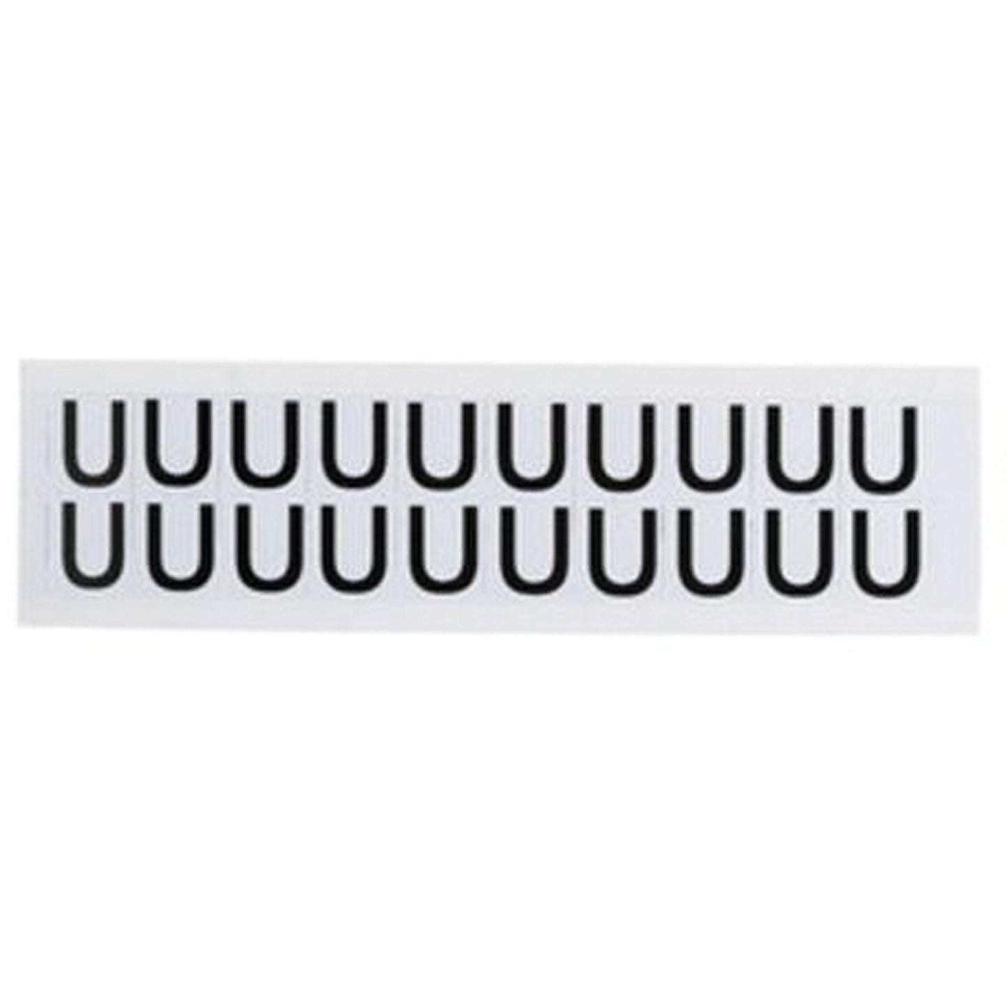 Brady Individual Number & Letter Labels, U, 5/8" H, Black on White