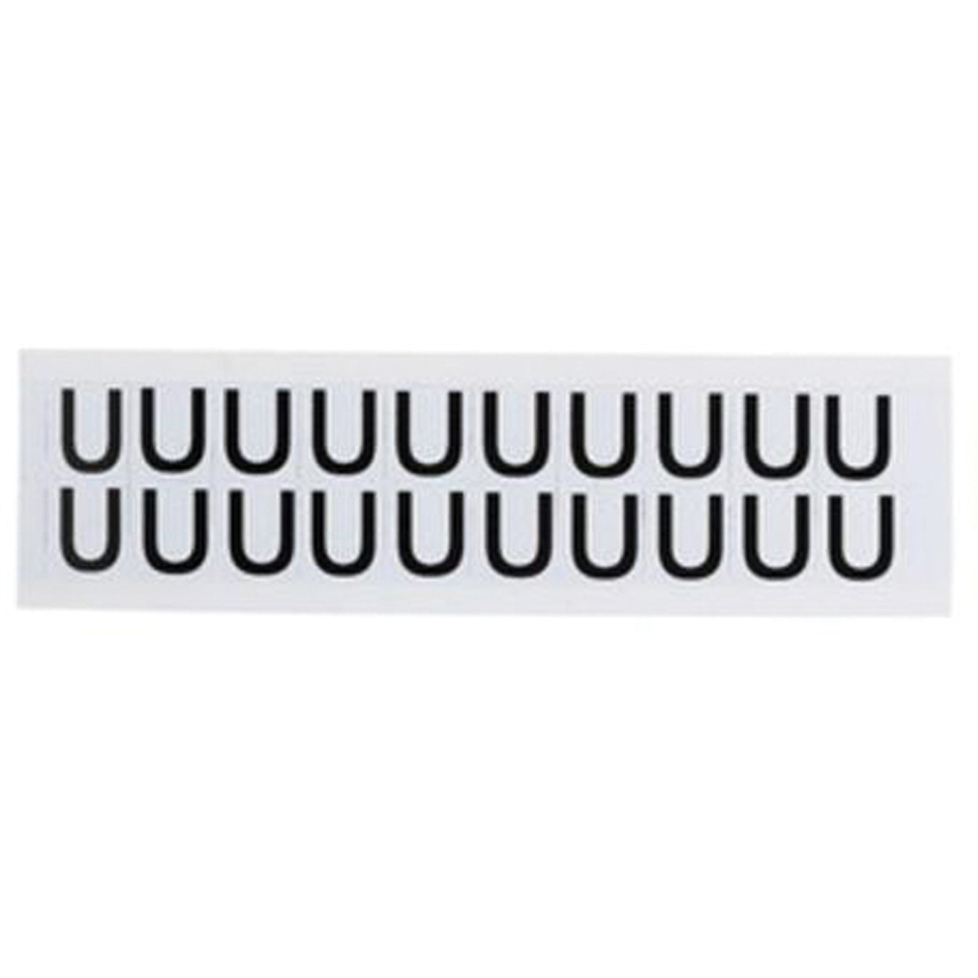 Brady Individual Number & Letter Labels, U, 5/8" H, Black on White